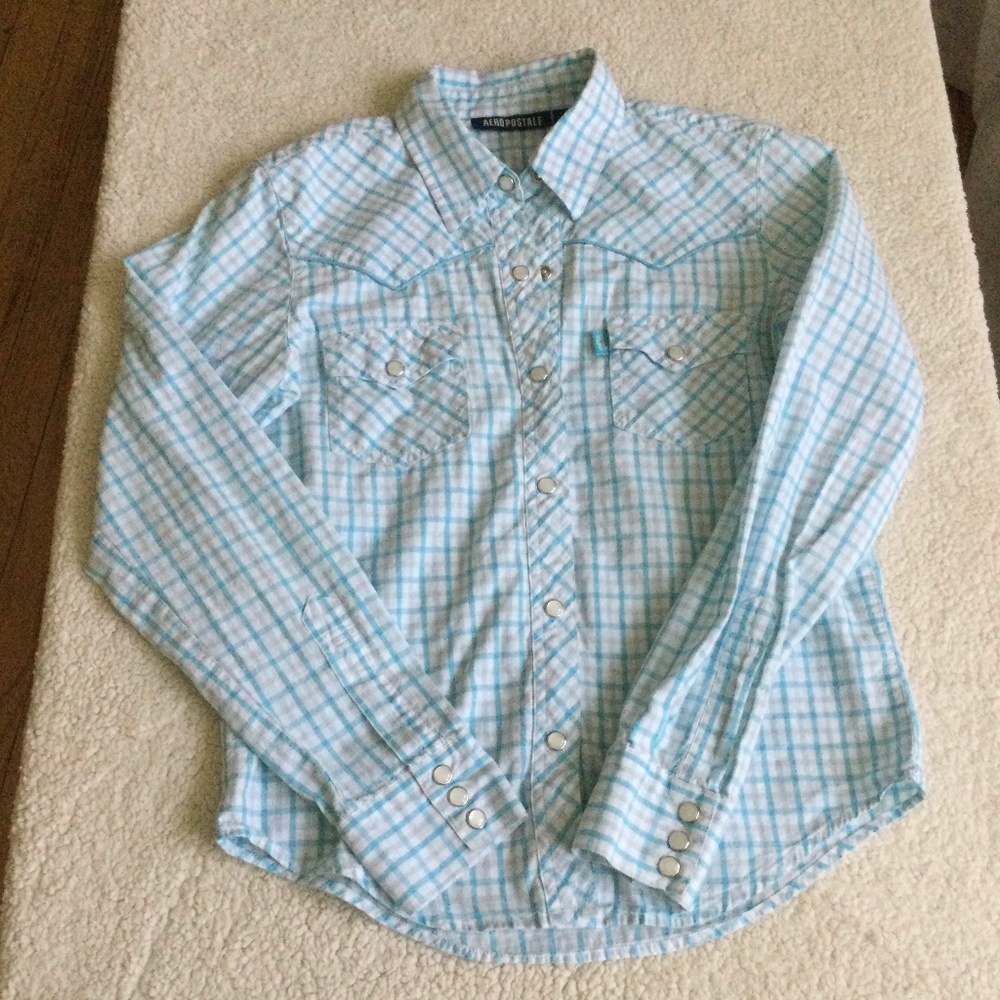 Vintage Aeropostale Y2K Plaid Pearl Snap Button Down Western Shirt - Sz Small